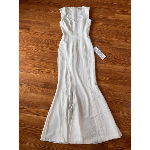 Dress the Population Sandra Plunge Crepe Trumpet Gown off white size Xxs - Picture 11 of 15